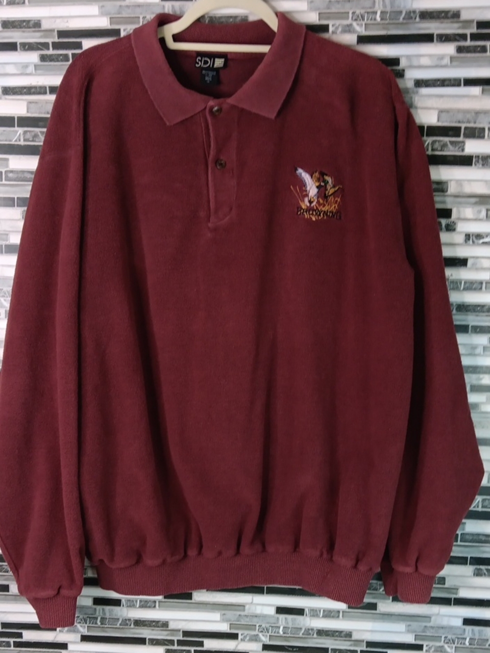 Vintage Mens Browning LG Maroon Chamois Flannel Pullover Longsleeve Duck Logo
